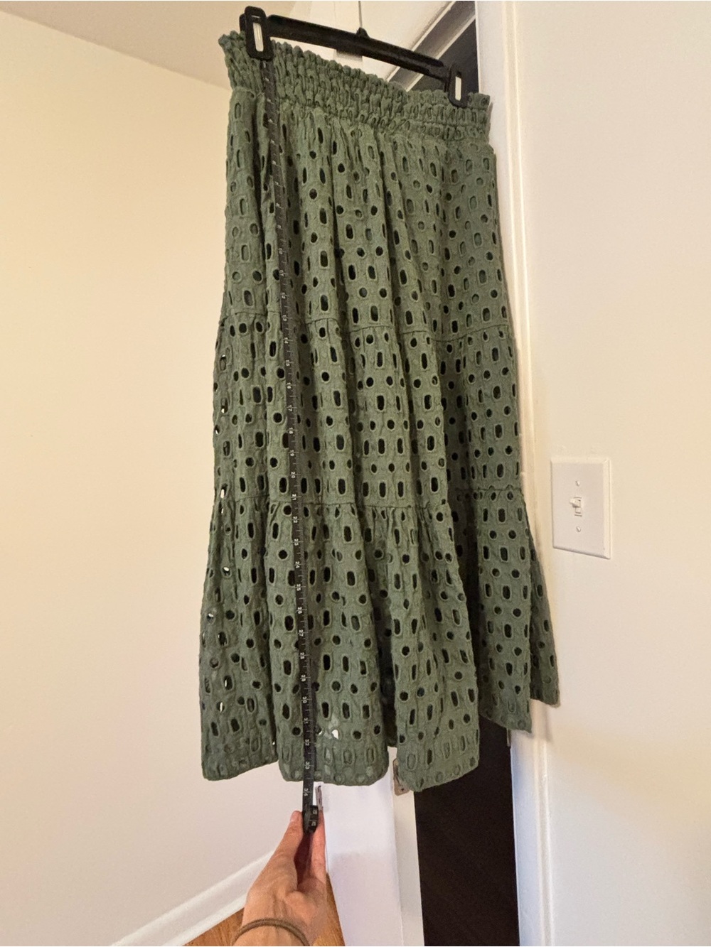 Anthropologie Somerset Olive Green Eyelet Skirt